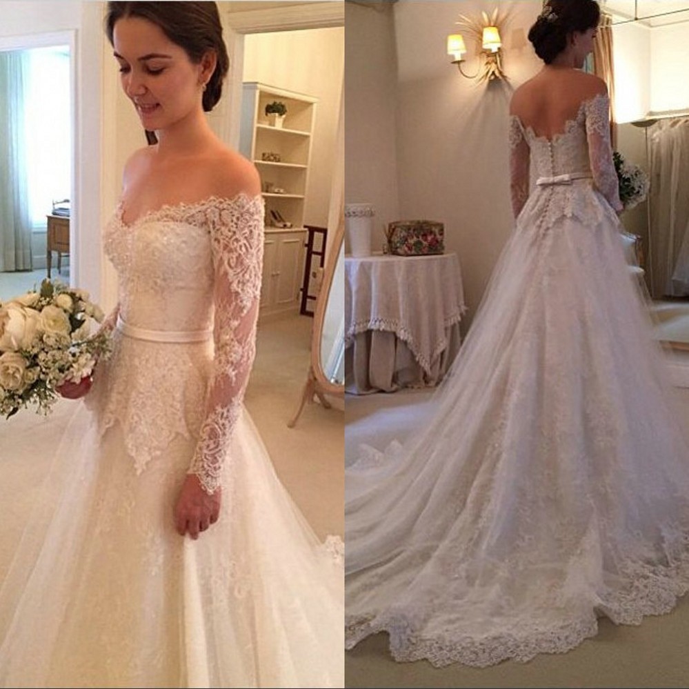 Off Shoulder Lace Wedding Dress