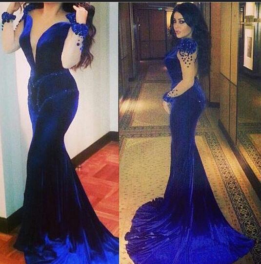 royal blue velvet formal dress